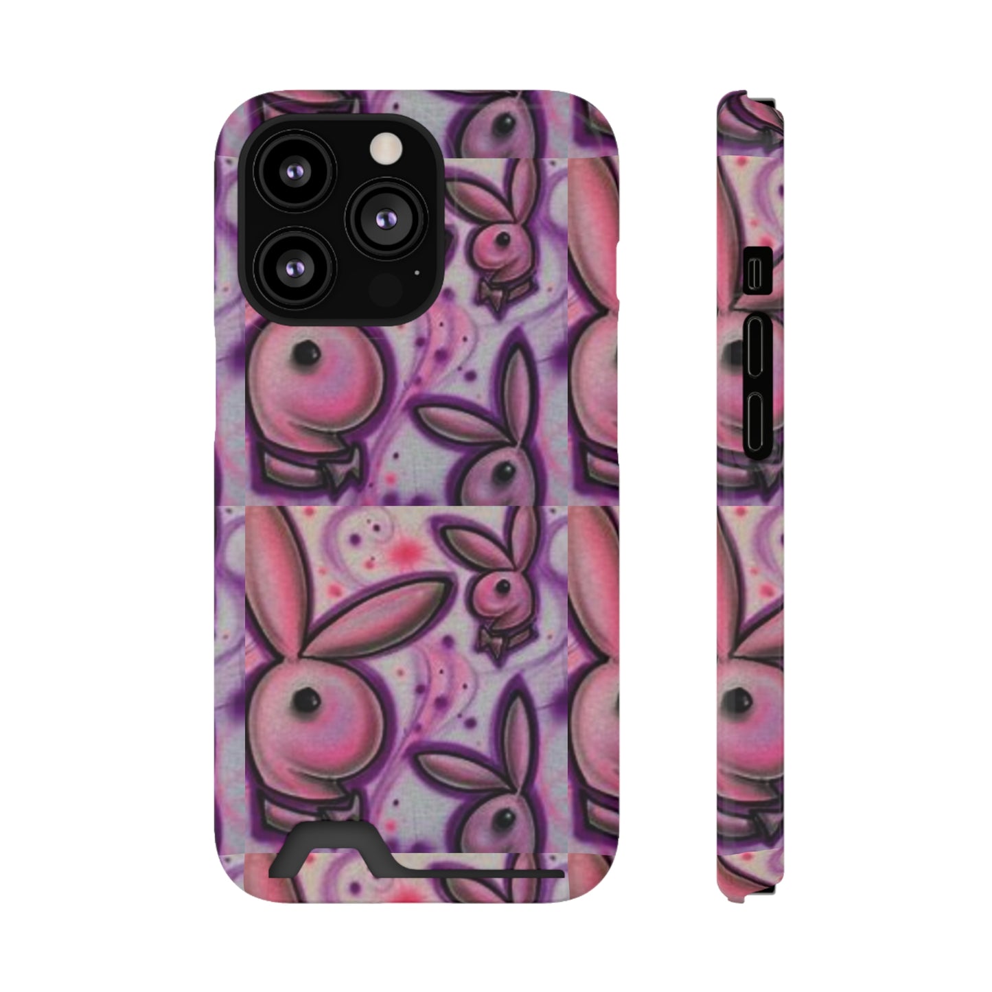 purple bunny Phone Case With Card Holder