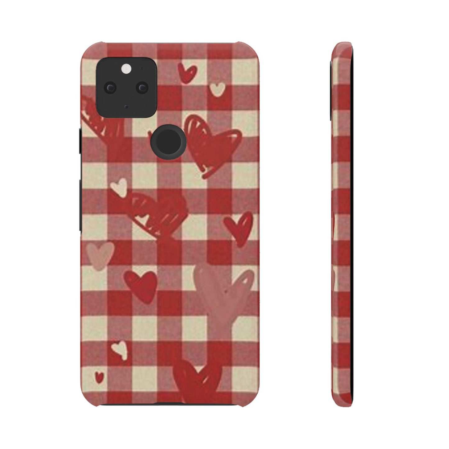 red plaid hearts phone case