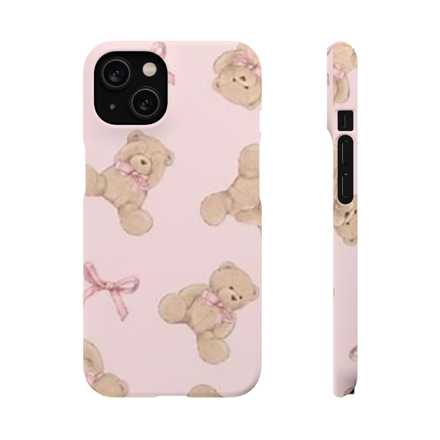 pink background teddy bear phone case