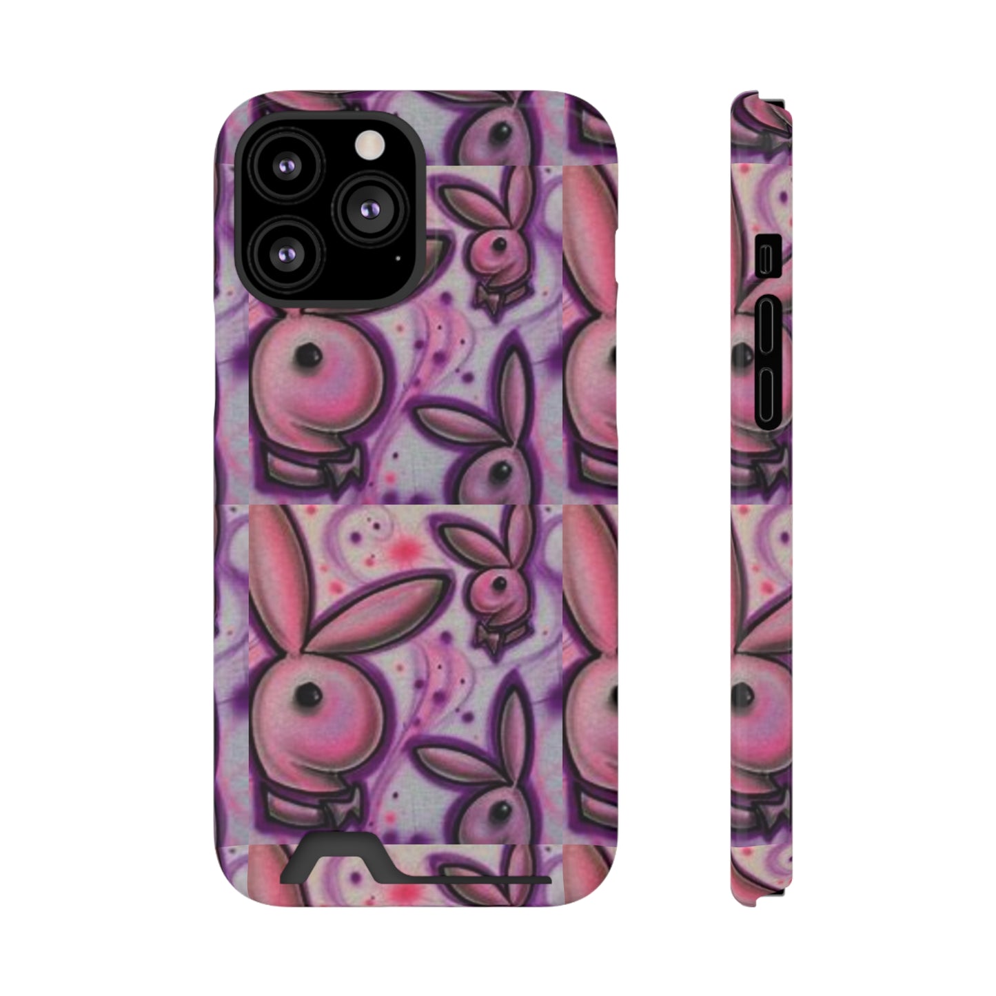 purple bunny Phone Case With Card Holder