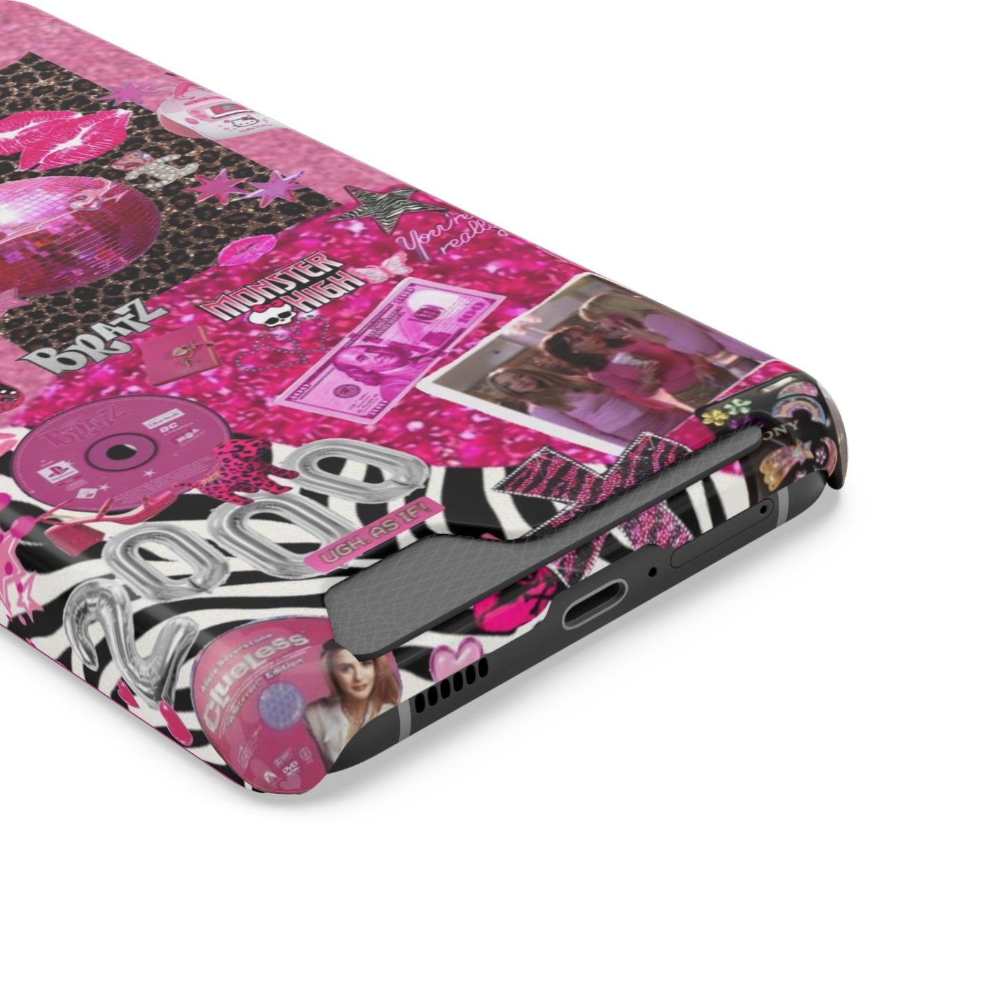 pink trashy Y2K Phone Case With Card Holder